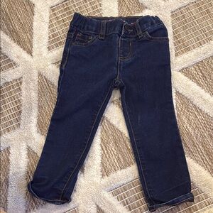 Dark Blue Elastic Waist Denim Jeans